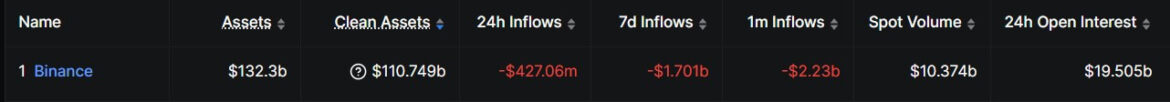 Binance's Monthly Flows